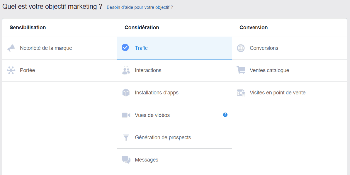 Les campagnes sur Facebook Les types de campagnes Facebook Ads